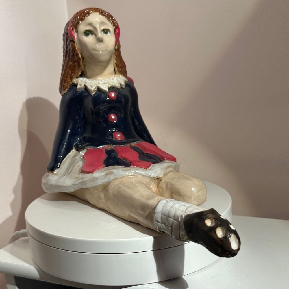 Handcrafted Ceramic Doll Figurine One Legged Ballerina Vintage